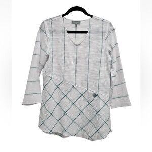 HABITAT Clothes To Live In Tunic Top Women's Size XS Lagenlook Striped Boho